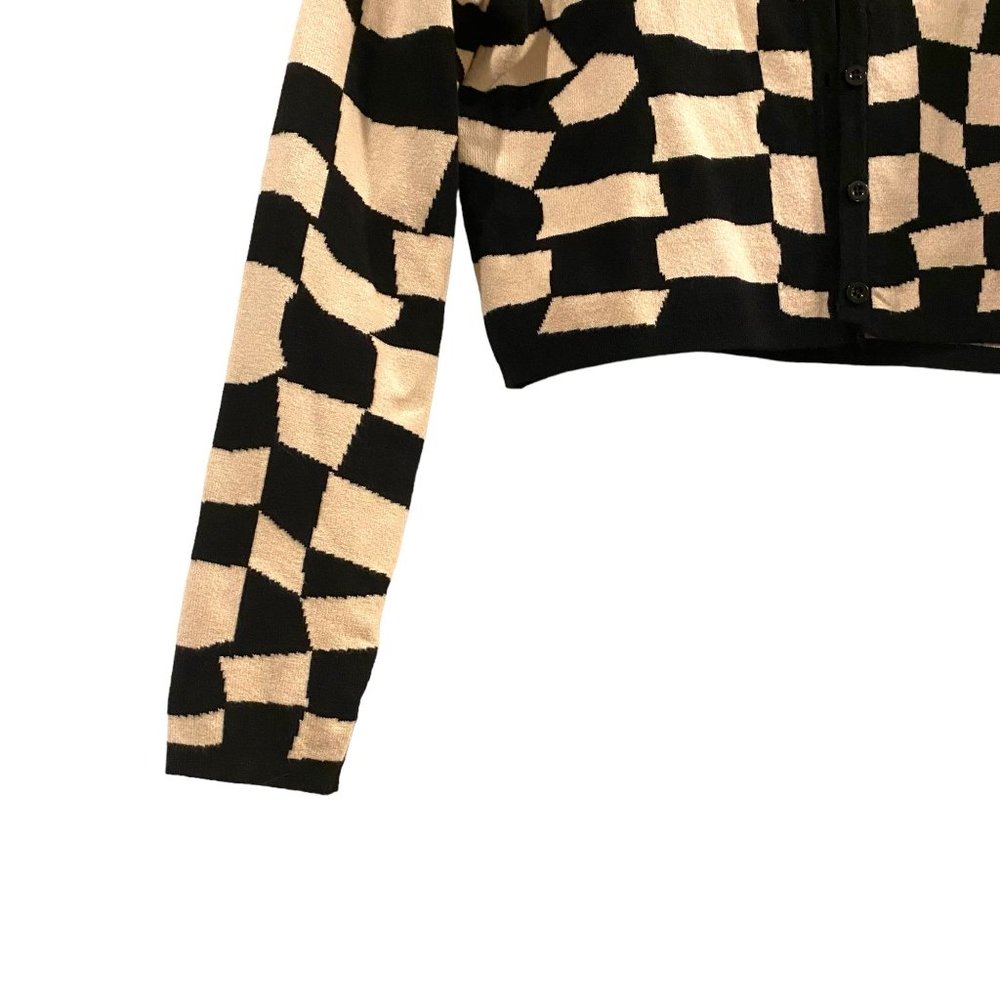 Pretty Garbage Geometric Affair Cardigan Black and White S - Picture 6 of 7